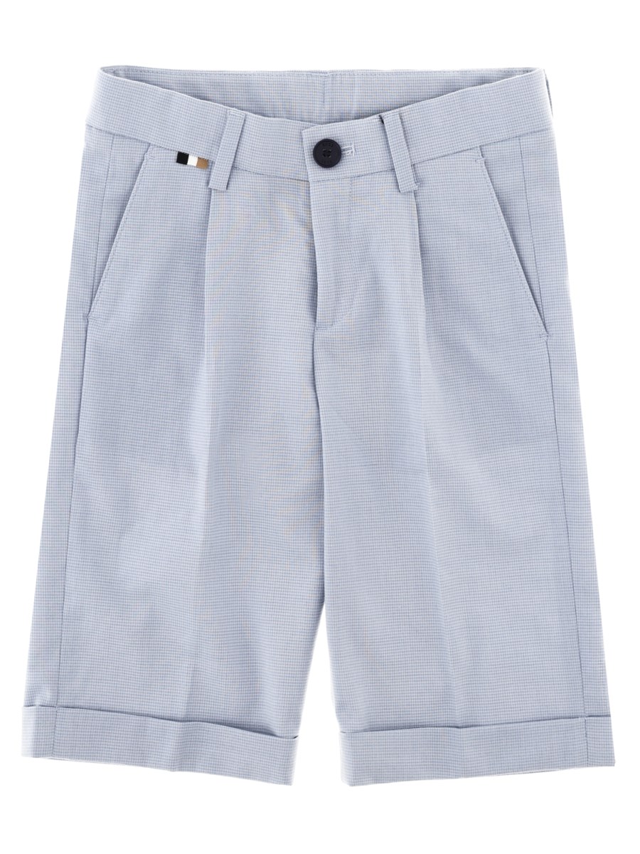 Shorts in pied de poule con vita regolabile grazie ad elastico interno