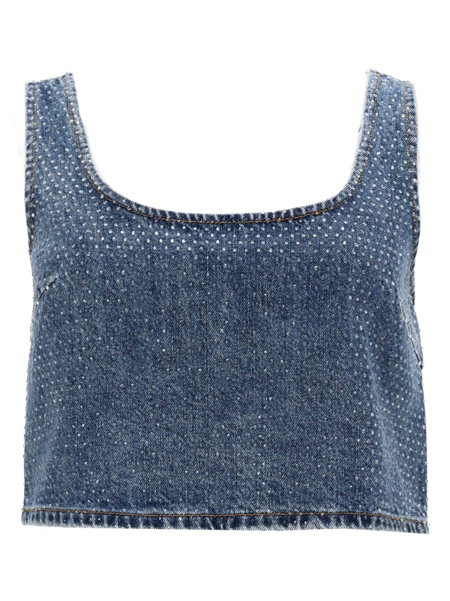 CROP TOP IN DENIM CON STRASS