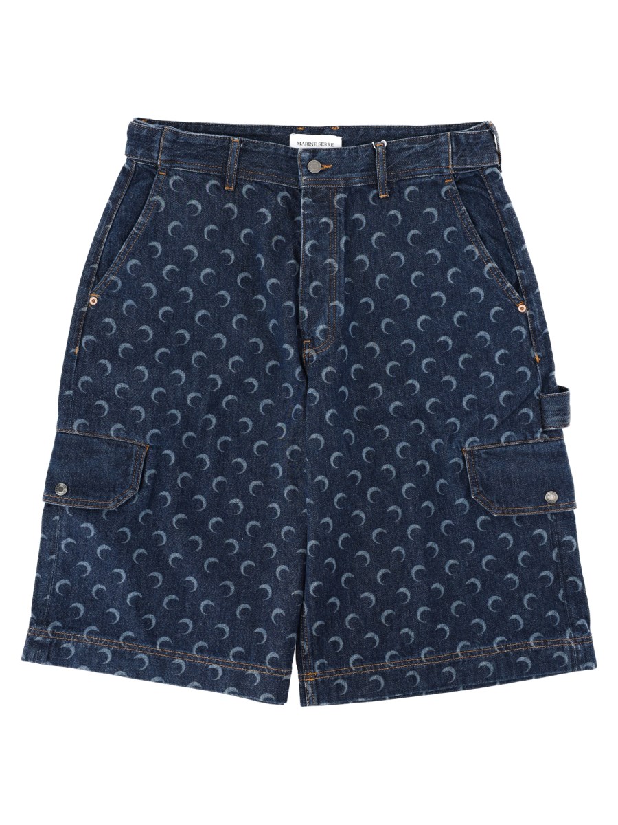SHORTS IN DENIM CON STAMPA ALL OVER