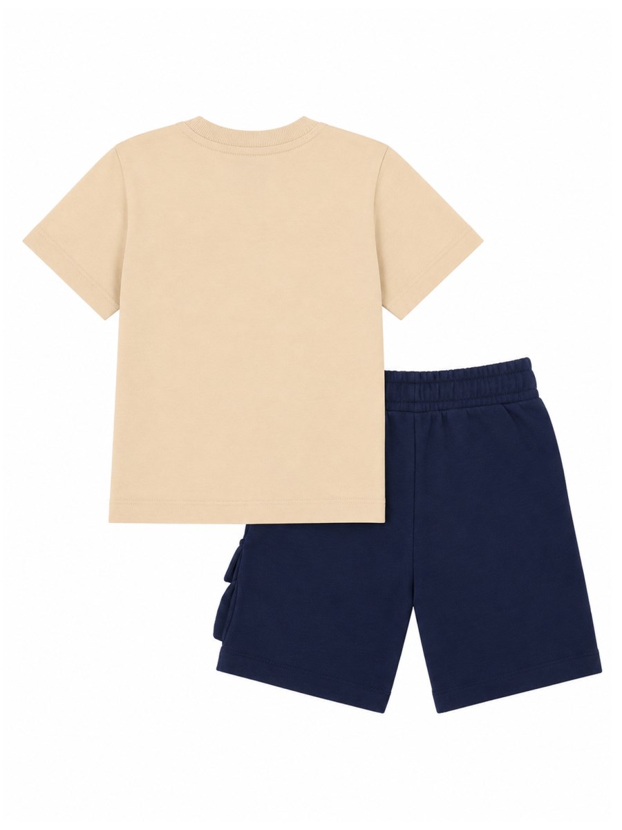 Set sportivo t-shirt a costine e shorts con tasca cargo