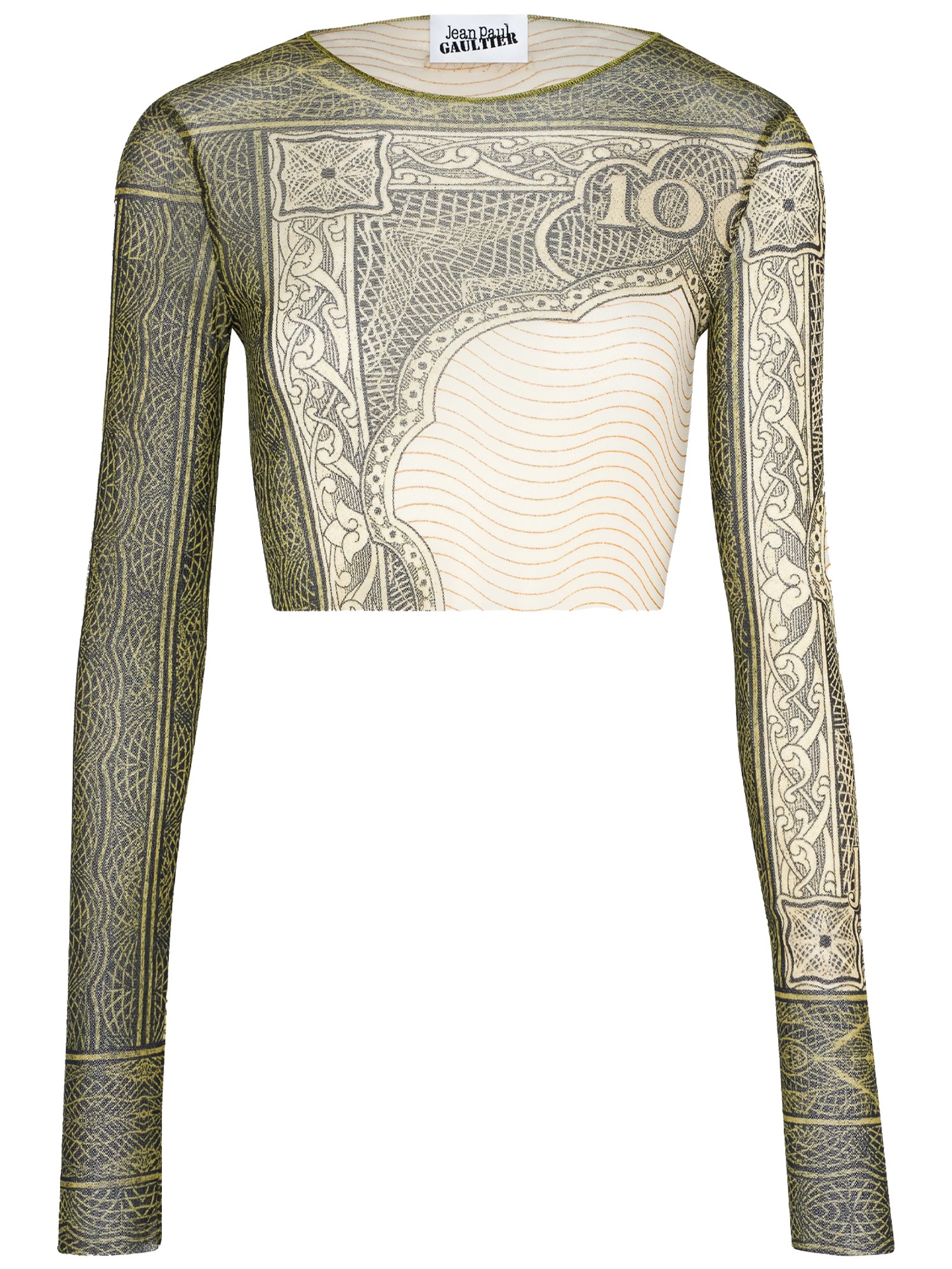 jean paul gaultier top with "cartouche" print