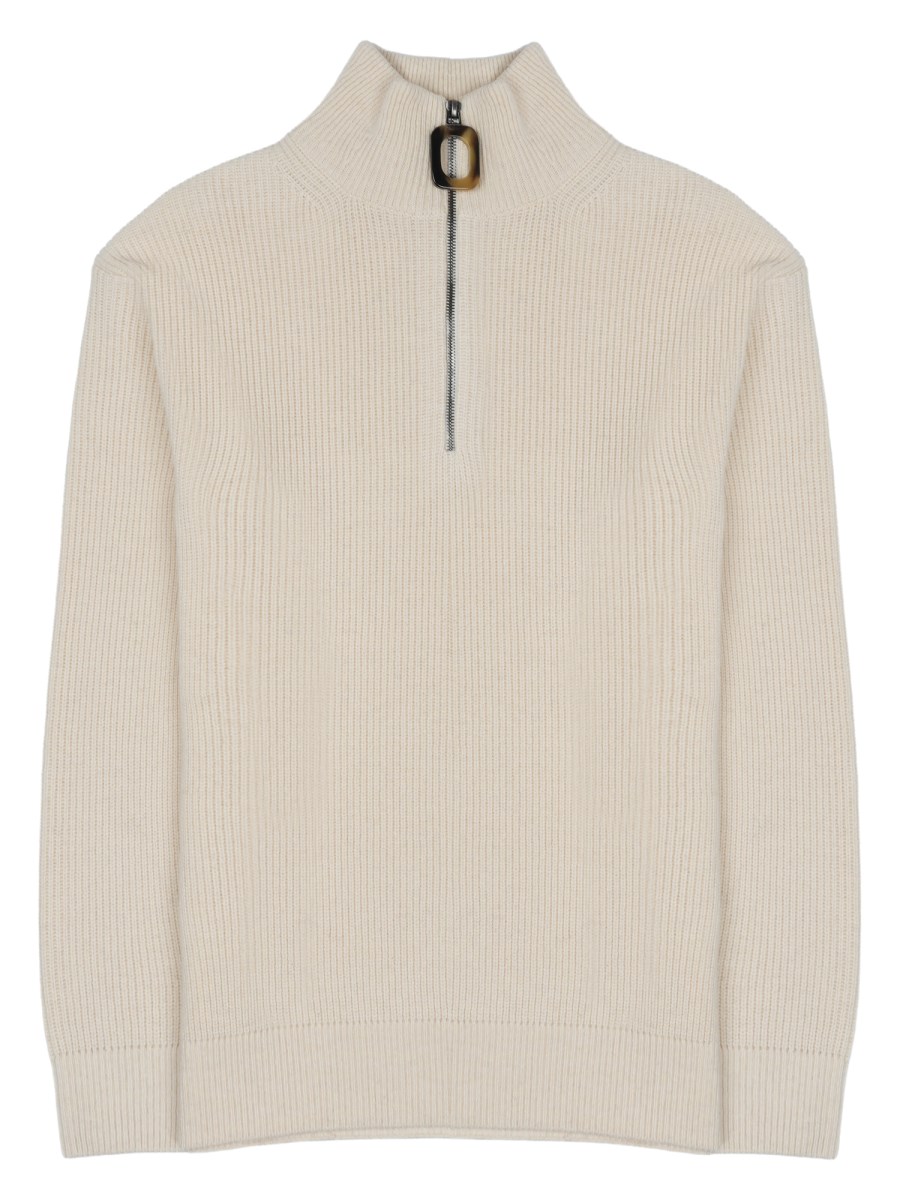 MAGLIA IN LANA E COTONE CON ZIP