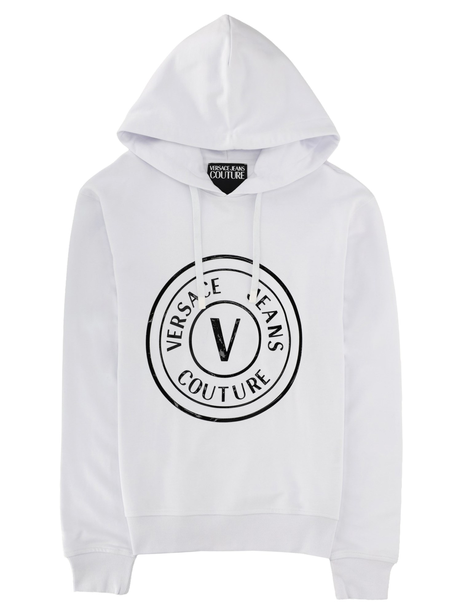 versace jeans couture felpa con logo e cappuccio