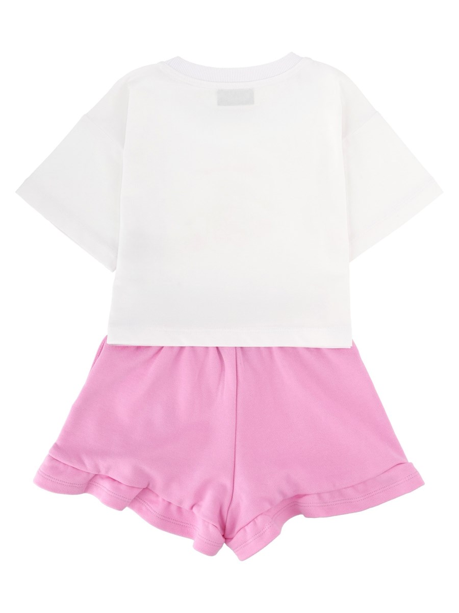 Set t-shirt cropped e shorts con coulisse
