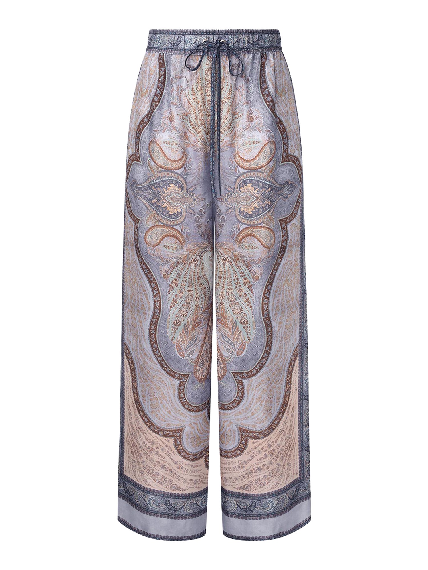 Zimmermann Wanderlust Paisley Relaxed Wide Leg Habutai Silk Drawstring Pants In Multi