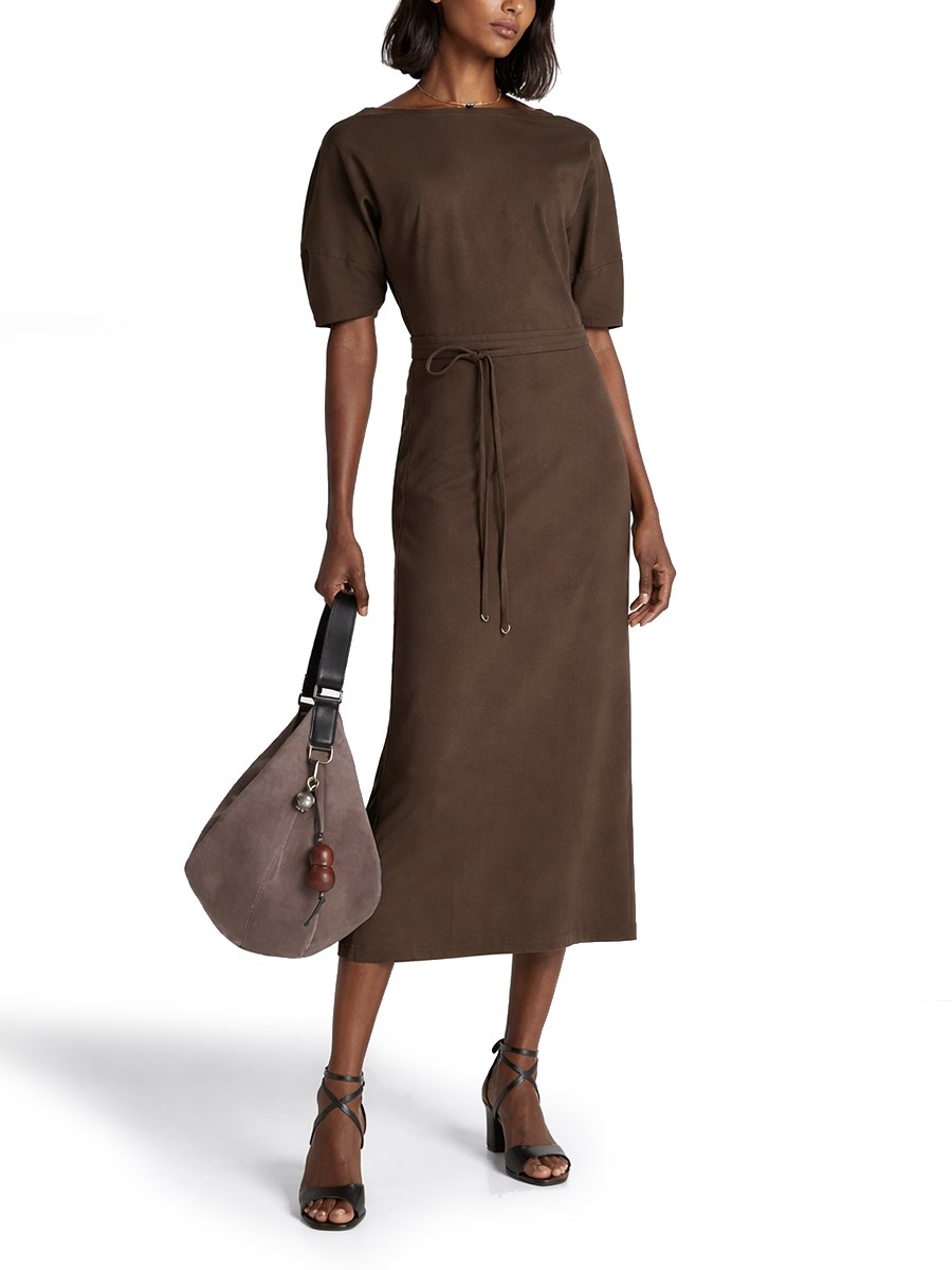 ABITO MIDI IN COTONE E LINO