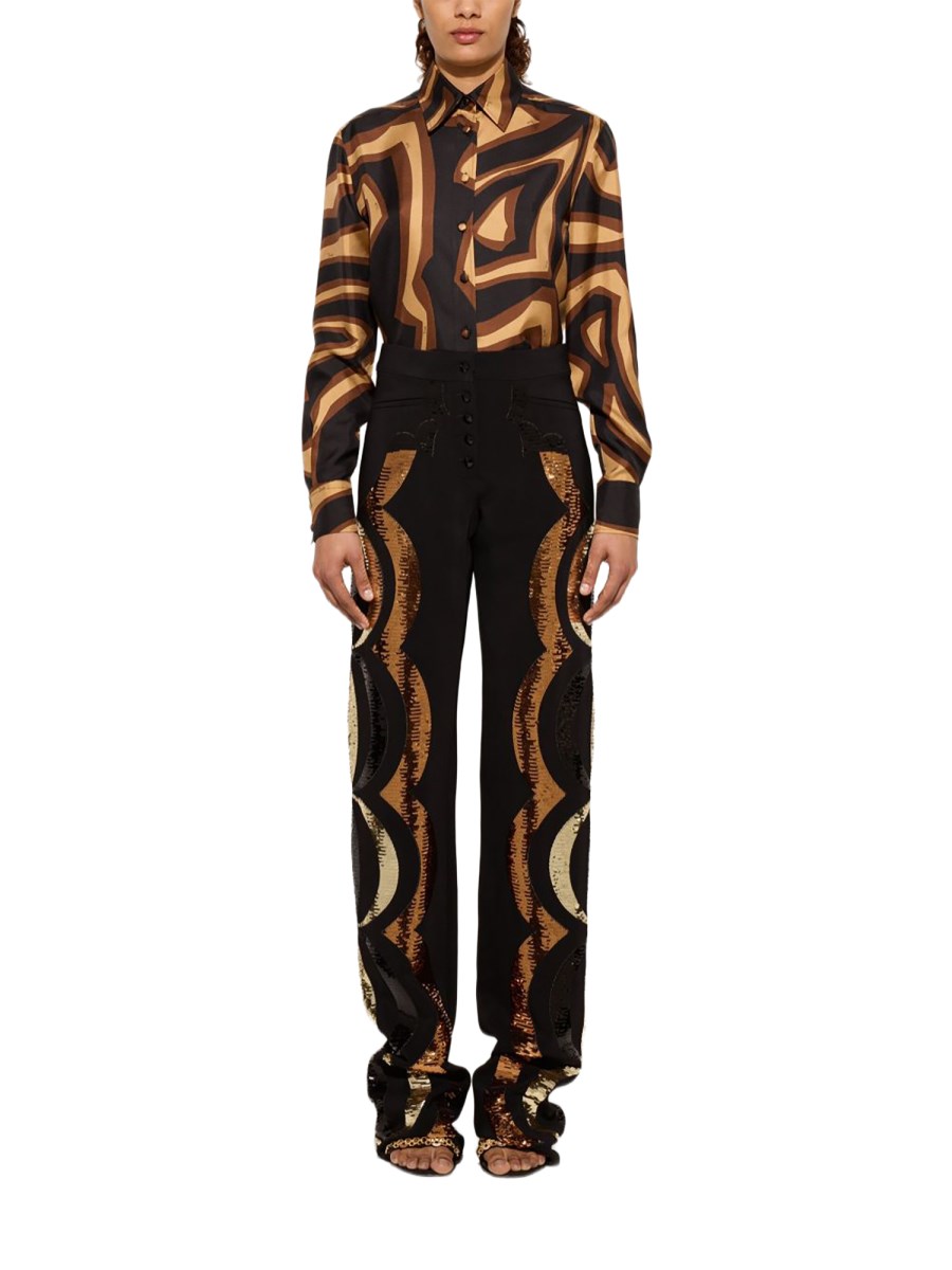 CAMICIA IN SETA CON STAMPA LABIRINTO