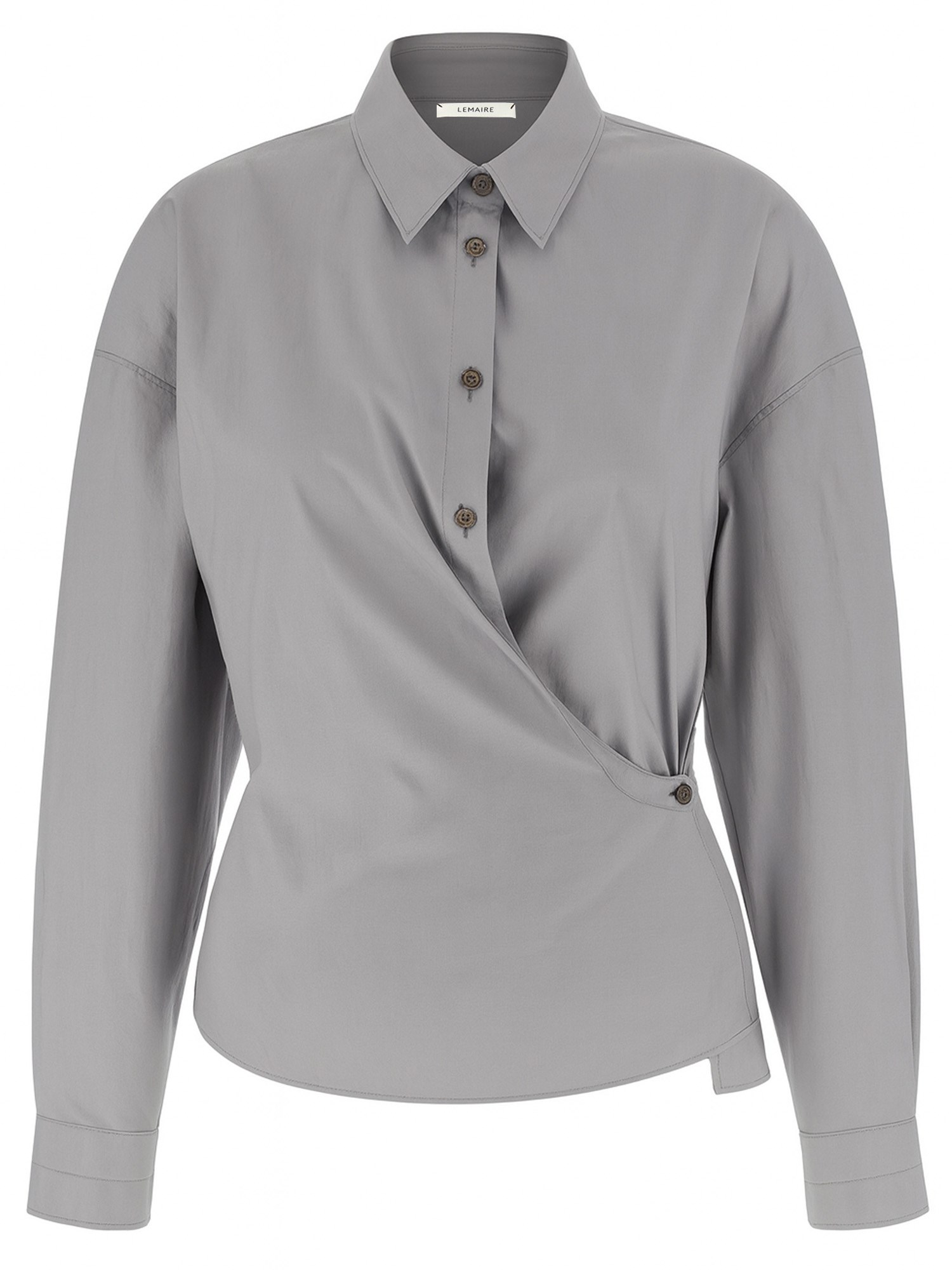 Lemaire Straight Collar Twisted Shirt In Gray