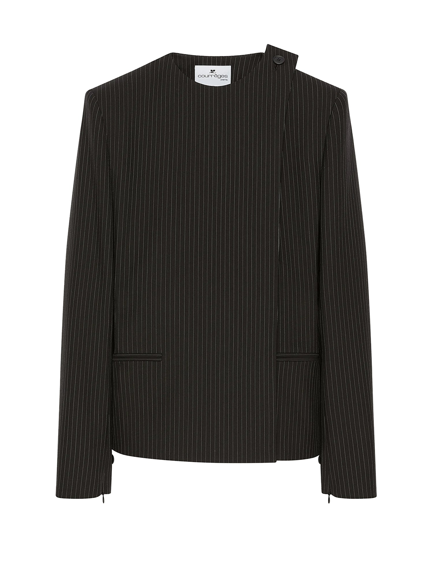 Courrèges Buckle Pinstripes Jacket In Black