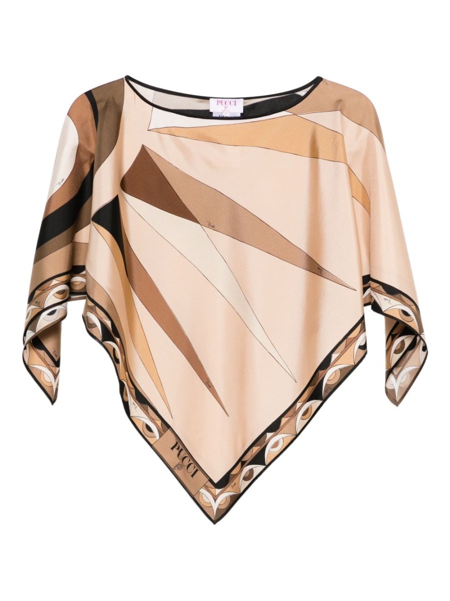 BLUSA A MANTELLA CON STAMPA