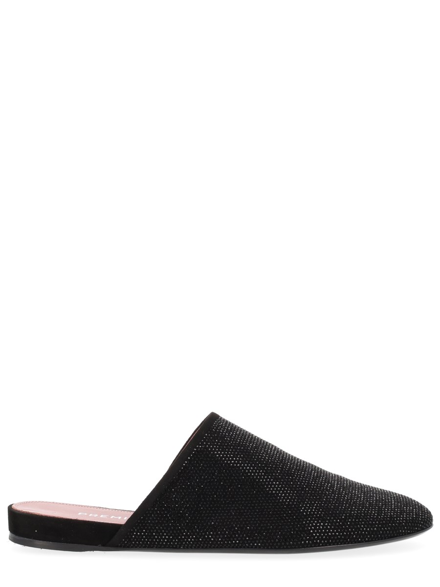 SLIPPER IN PELLE CON STRASS