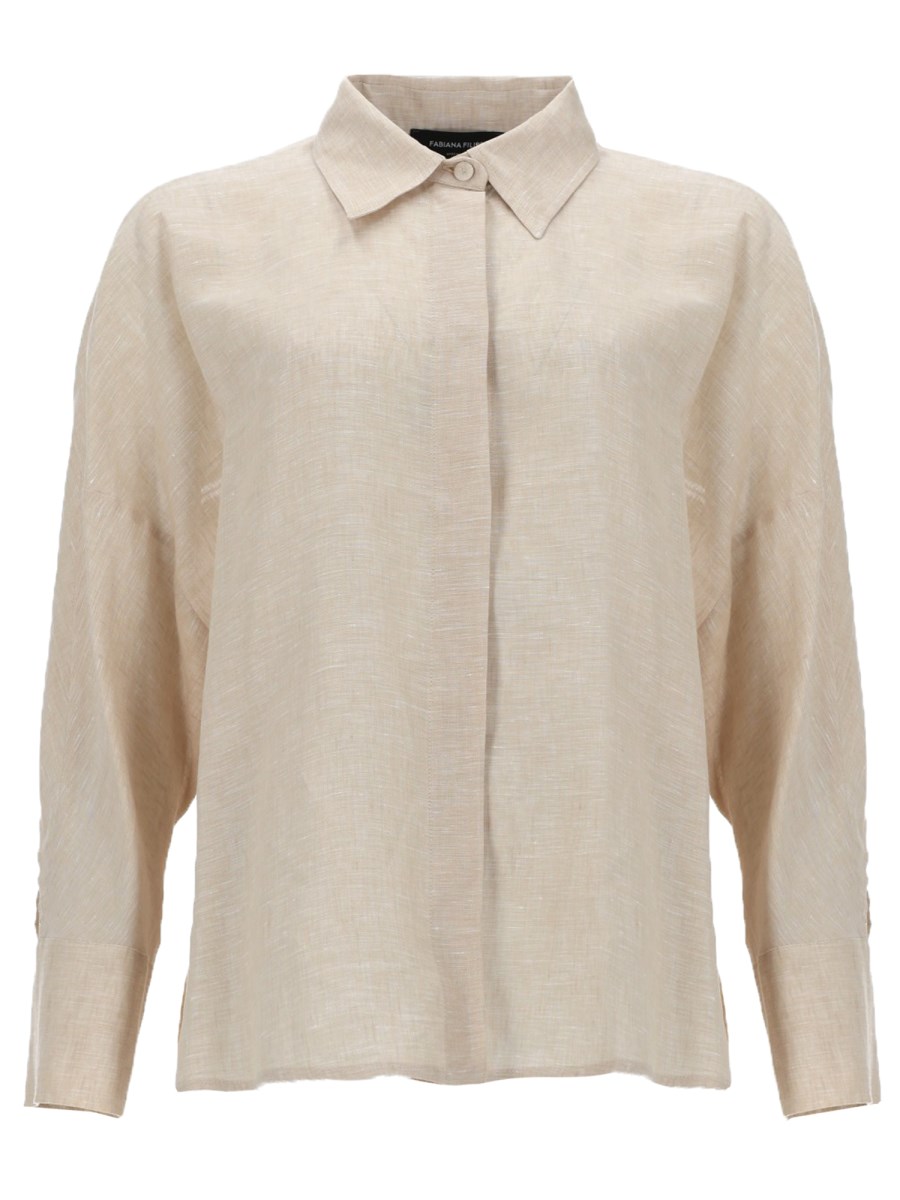 CAMICIA CROPPED IN TELA DI LINO