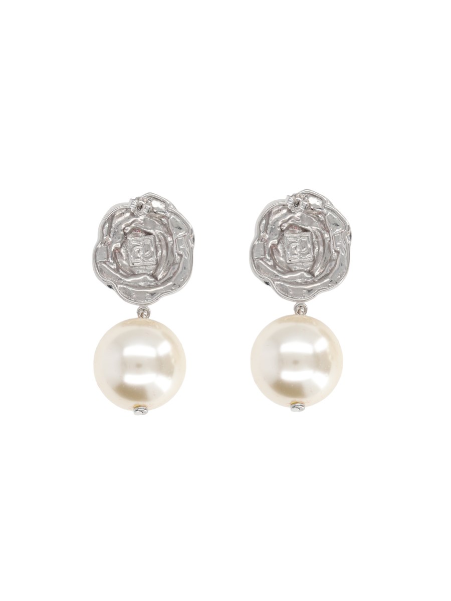 ORECCHINI CON ROSA E PERLA