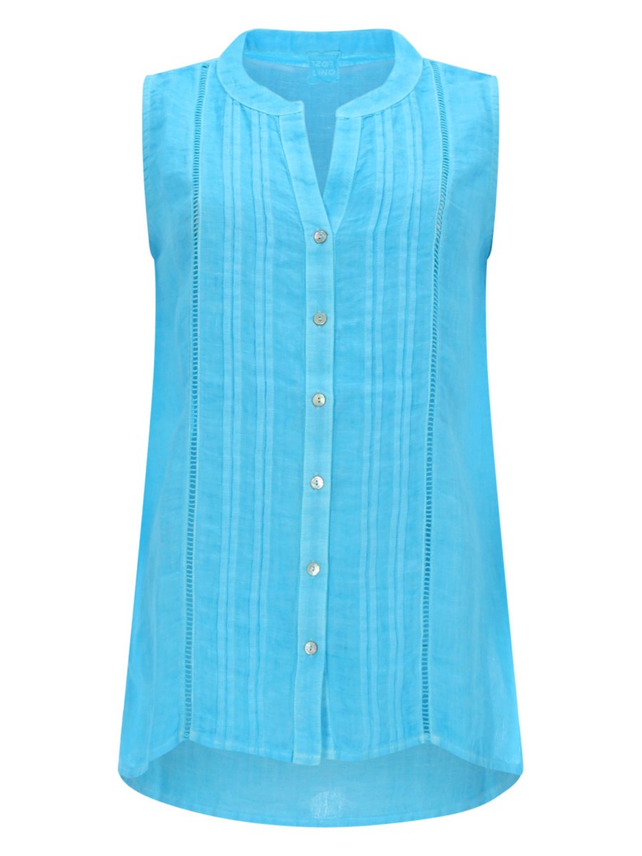 TOP SMANICATO A CAMICIA