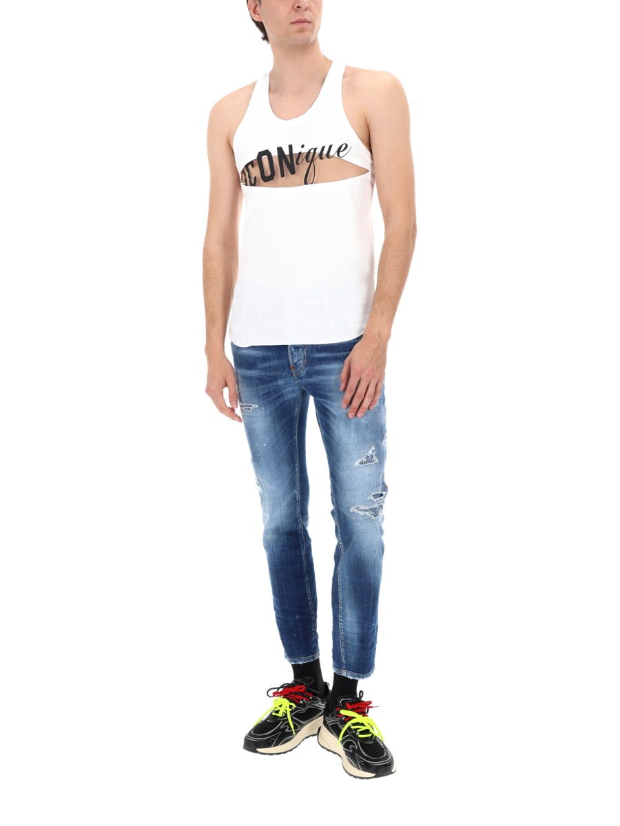 JEANS SKATER EFFETTO DESTROY