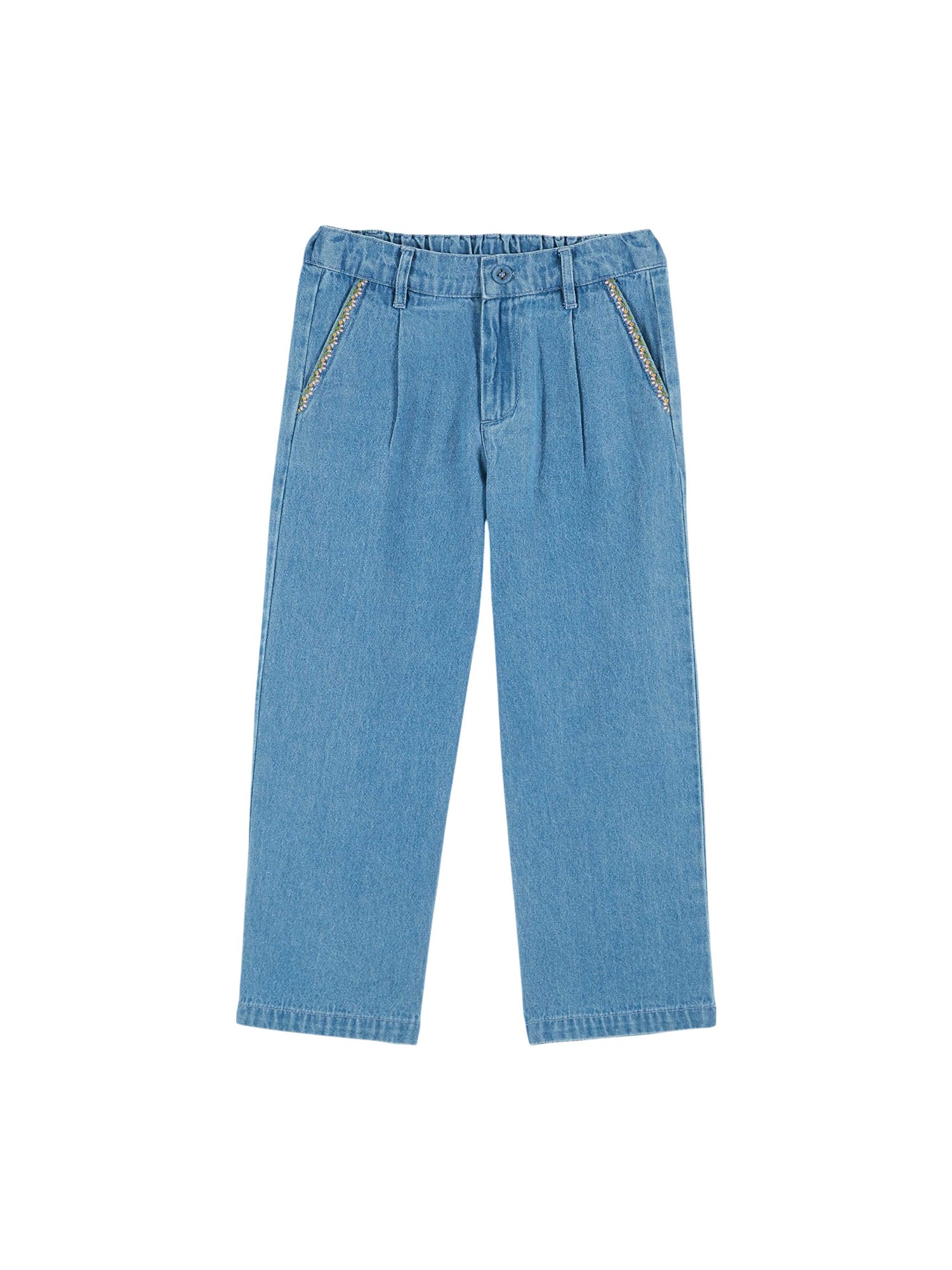 emile & ida pantaloni denim con ciliegie