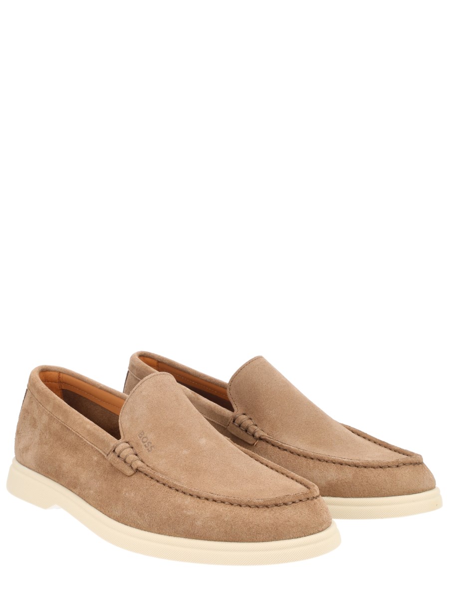 MOCASSINO IN PELLE SCAMOSCIATA CON LOGO