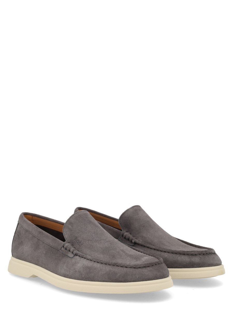 MOCASSINO IN PELLE SCAMOSCIATA CON LOGO