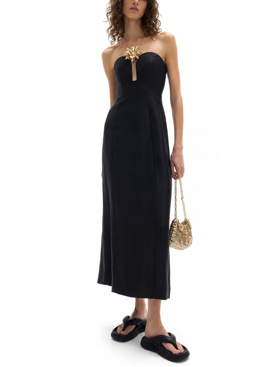 ABITO MIDI CON BUSTIER STRUTTURATO A FORMA DI CUORE