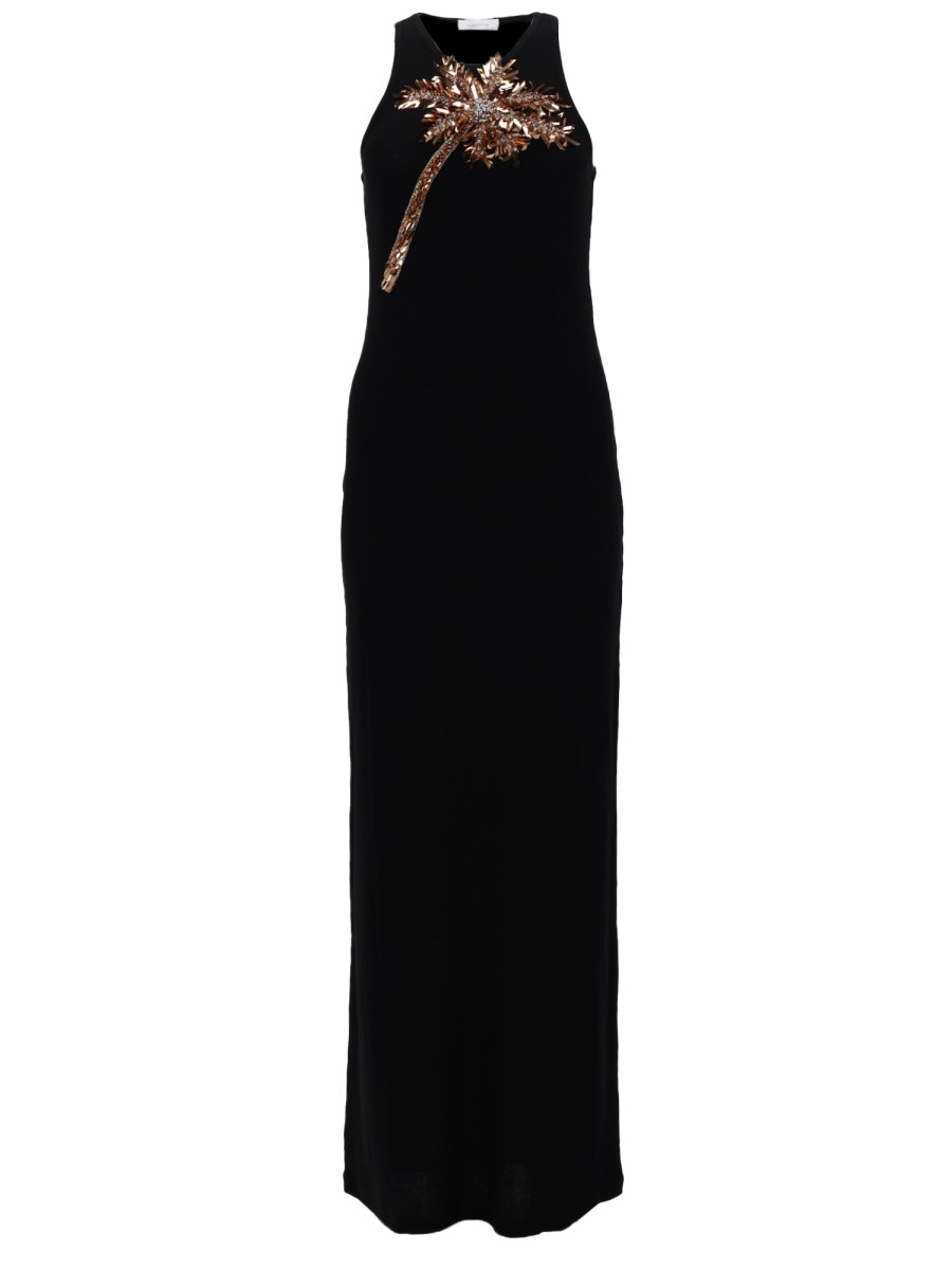 ABITO CON DETTAGLIO PALMA IN PAILLETTES