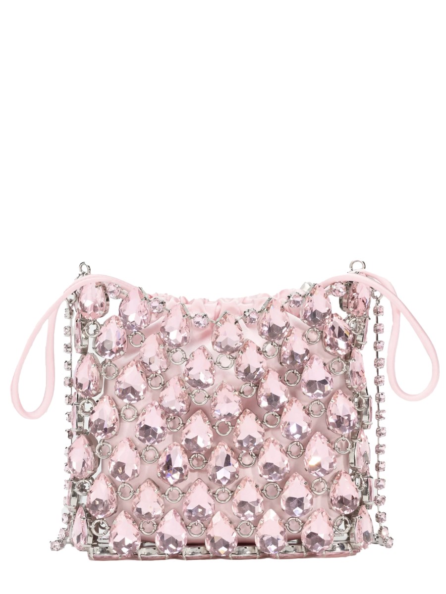 BORSA MINI IN MAGLIA METALLICA CON CRISTALLI