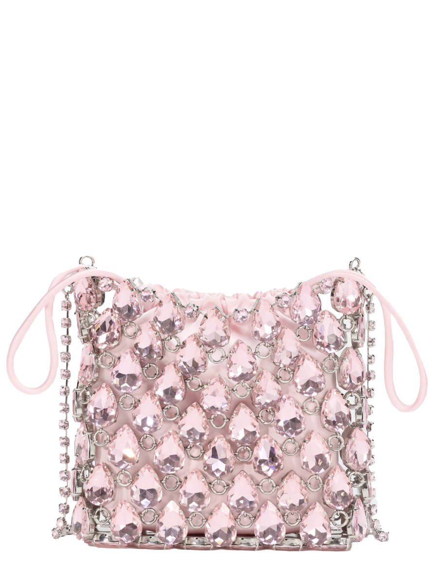 BORSA MINI IN MAGLIA METALLICA CON CRISTALLI