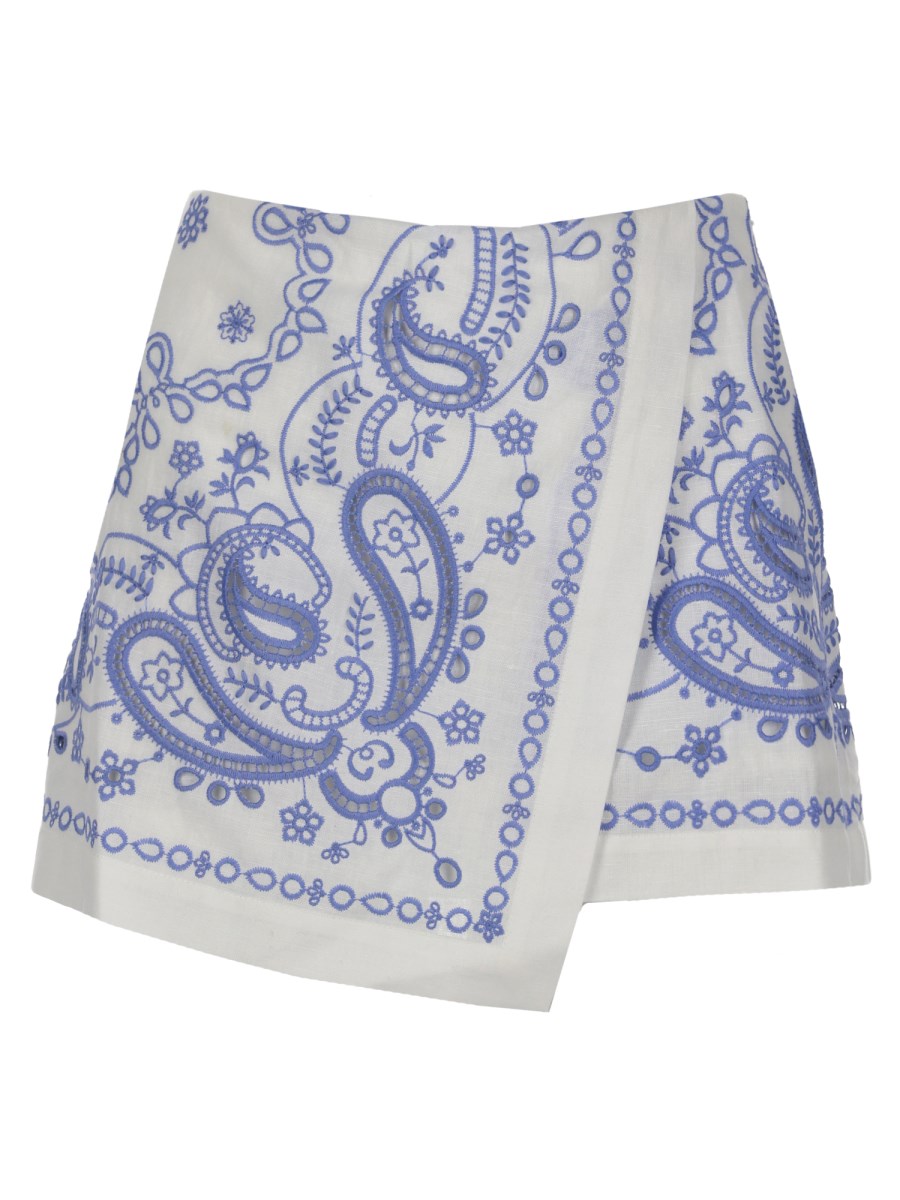SKORT IN LINO CON RICAMO