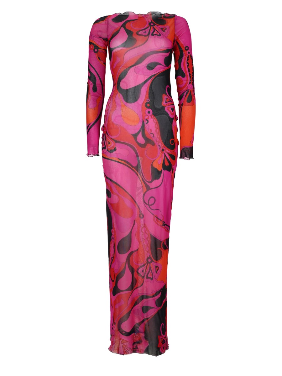 ABITO LUNGO ORCHIDEE IN TULLE