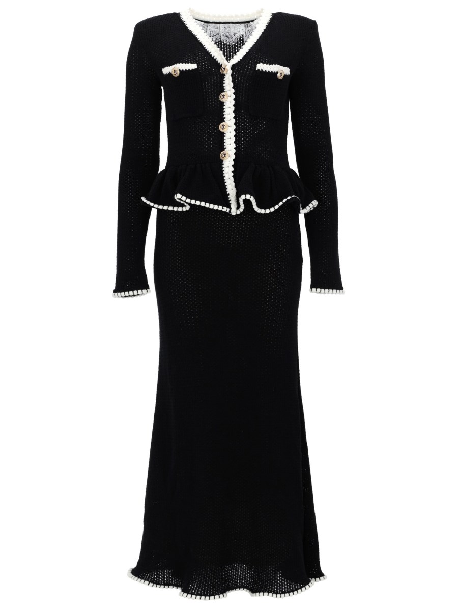 ABITO MIDI IN MAGLIA CON INSERTI IN PIZZO E VOLANT