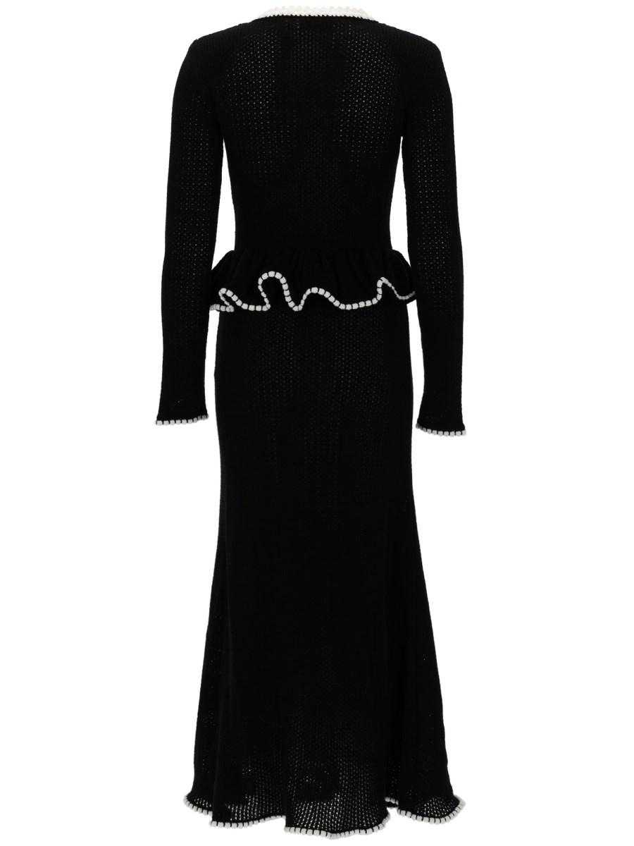 ABITO MIDI IN MAGLIA CON INSERTI IN PIZZO E VOLANT