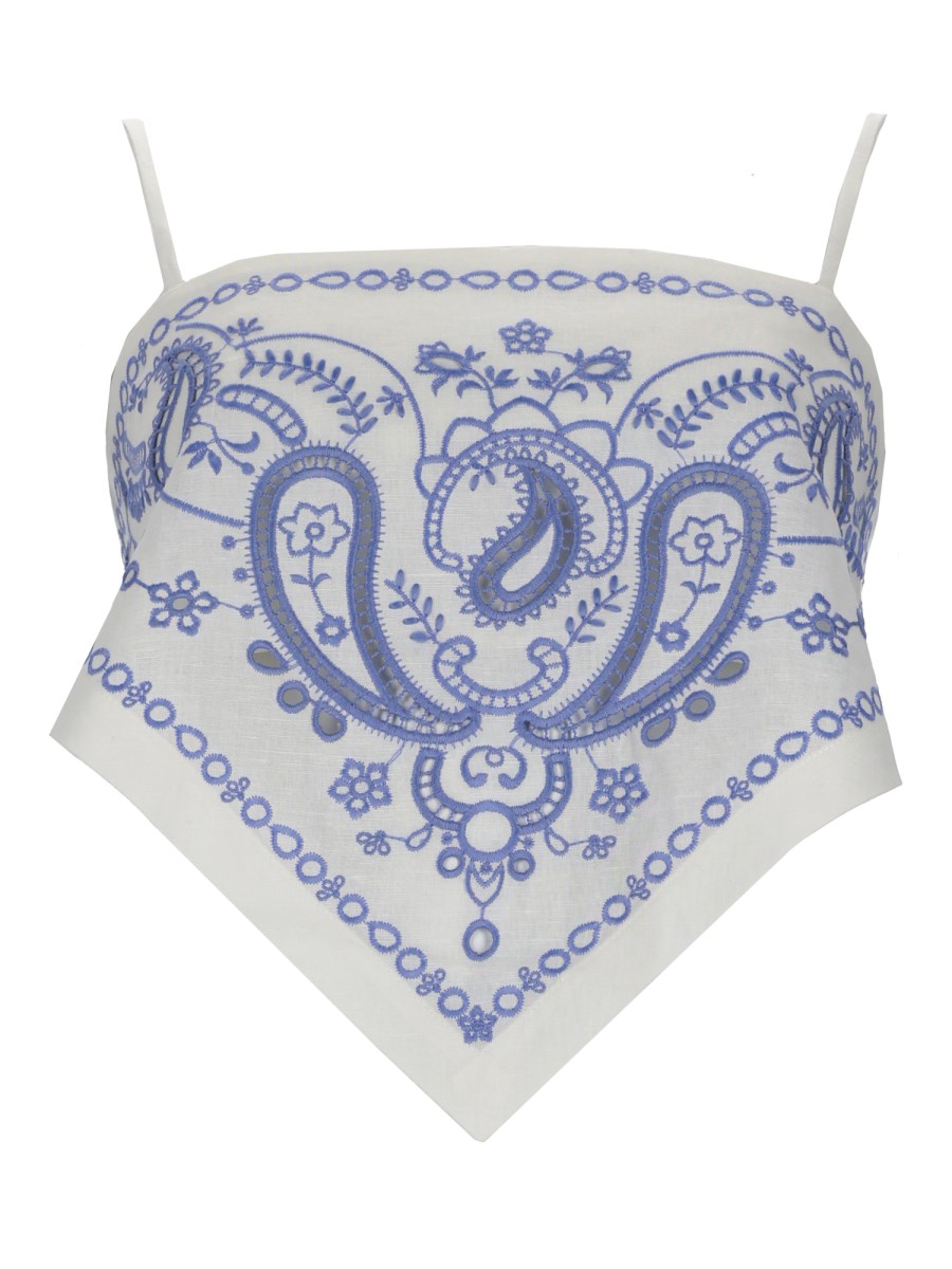 TOP IN LINO CON RICAMO