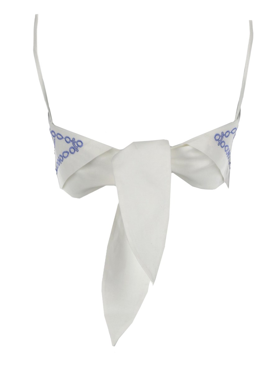 TOP IN LINO CON RICAMO