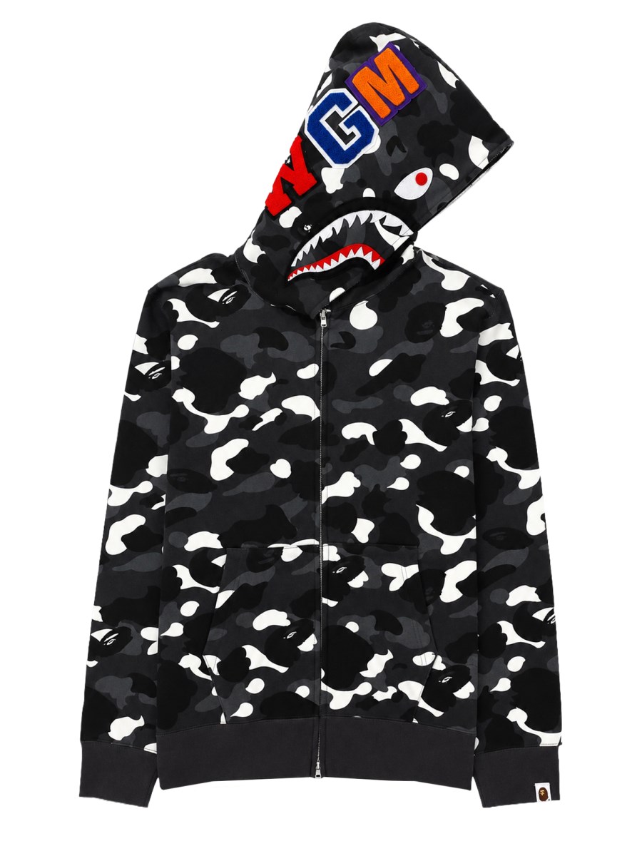 FELPA SHARK CON ZIP E CAPPUCCIO