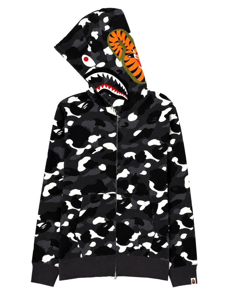 FELPA SHARK CON ZIP E CAPPUCCIO
