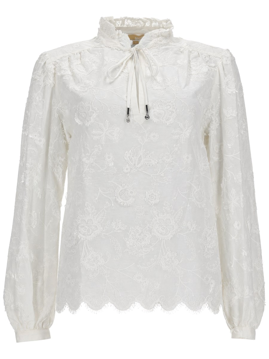 CAMICETTA IN VOILE CON RICAMI FLOREALI