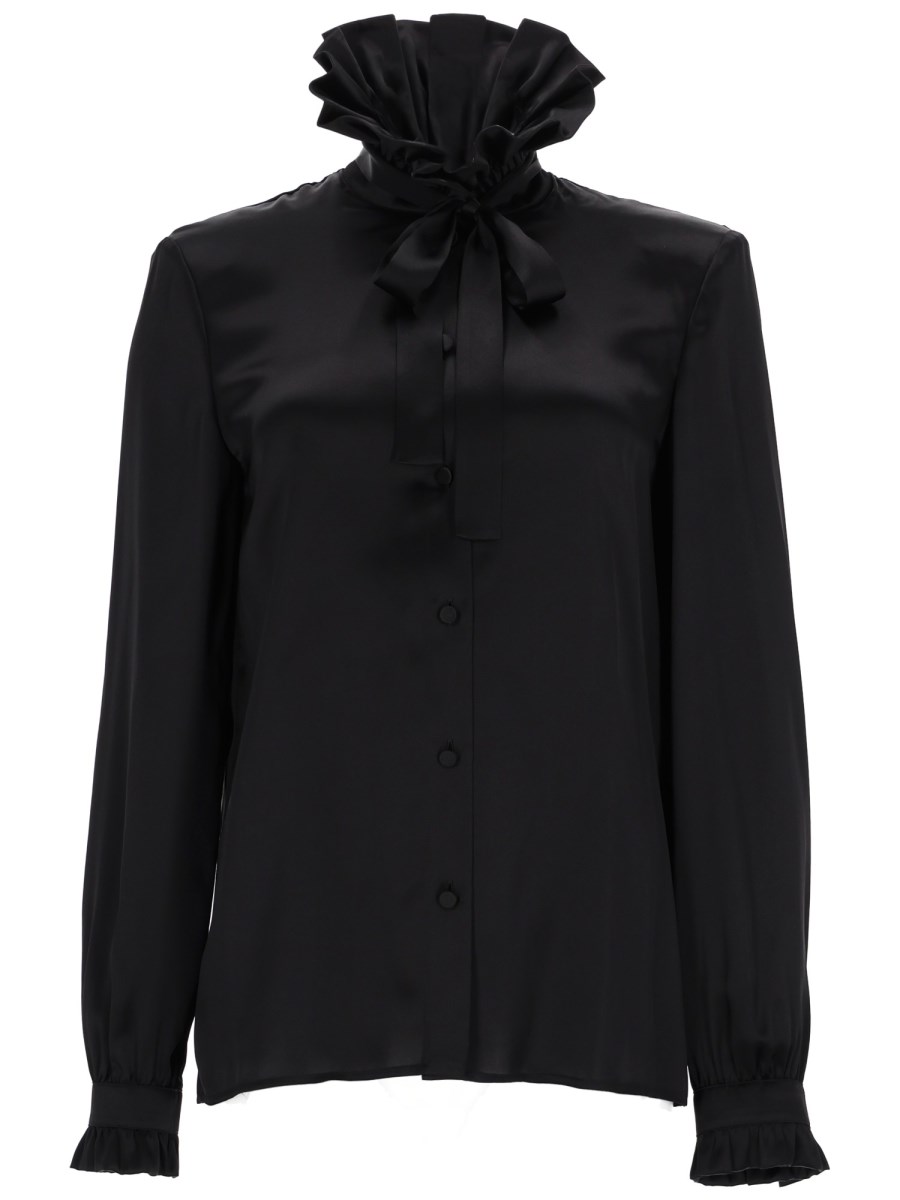 CAMICIA IN RASO DI SETA CON FIOCCO