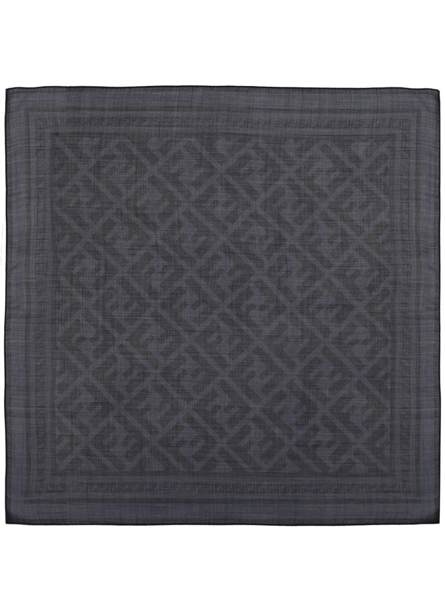 BANDANA IN SETA E LANA CON MOTIVO FF