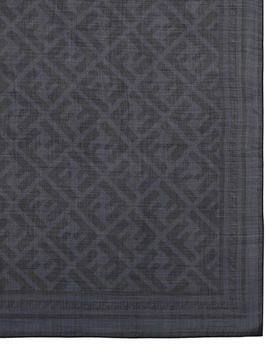 BANDANA IN SETA E LANA CON MOTIVO FF