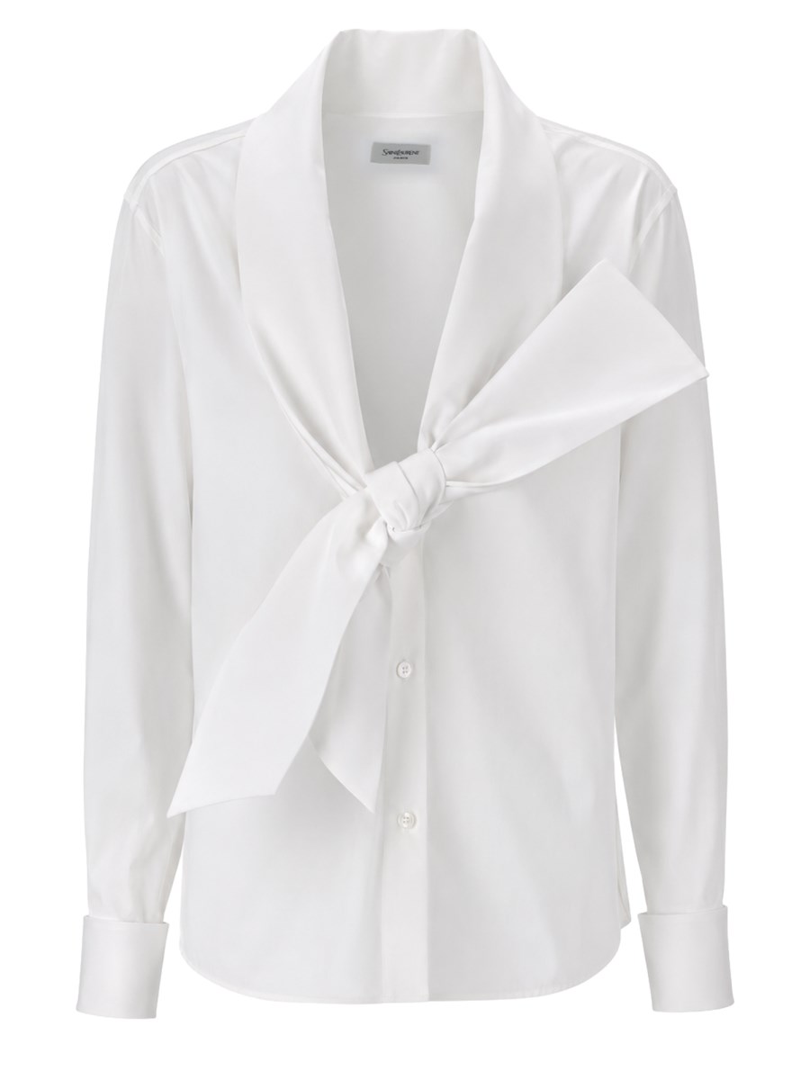 CAMICIA CON COLLO LAVALLIÈRE IN POPELINE 