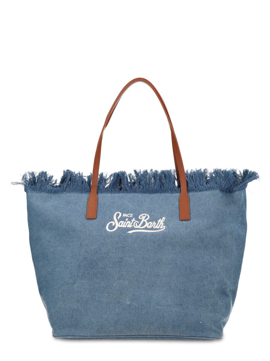 BORSA CITY IN DENIM CON FRANGE