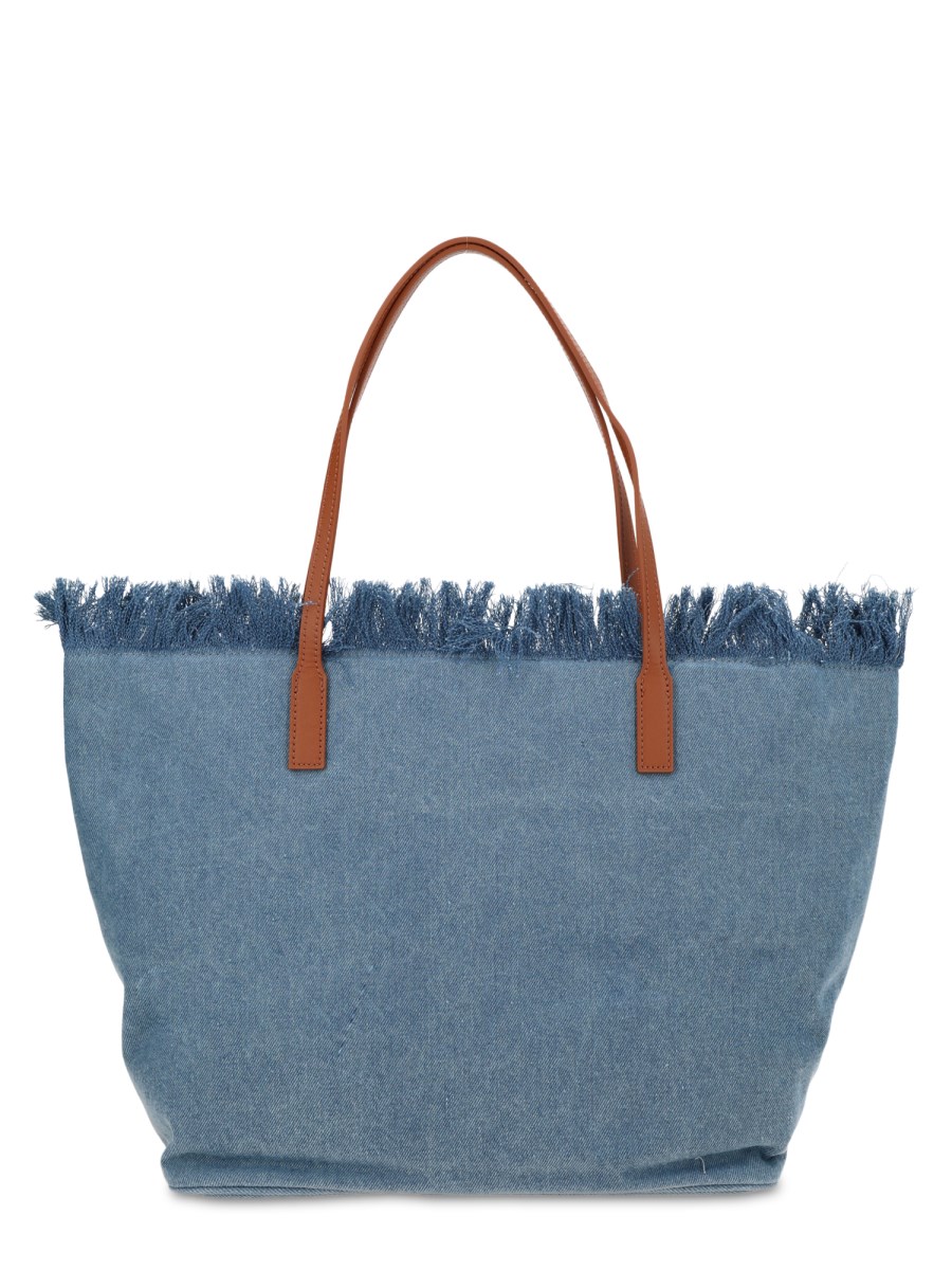 BORSA CITY IN DENIM CON FRANGE