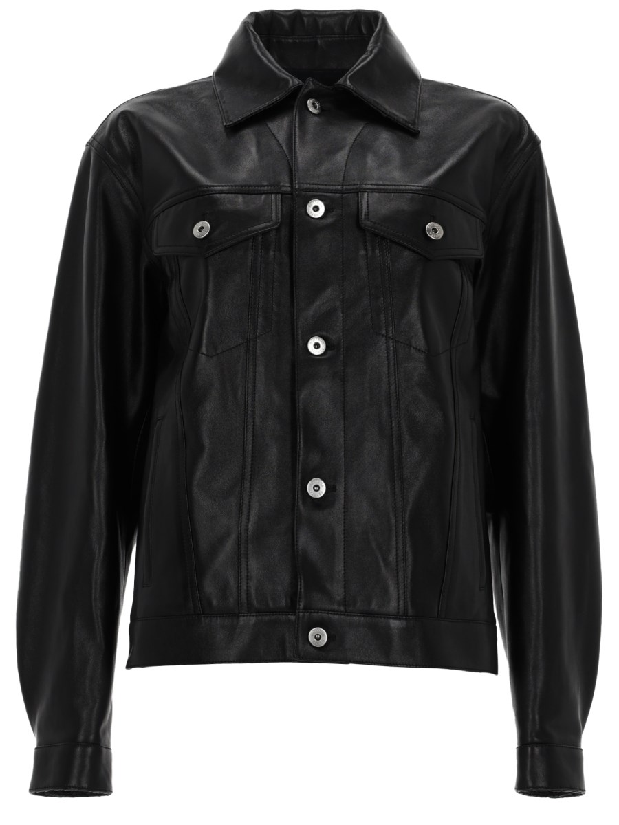 GIACCA IN PELLE CON DETTAGLIO INTRECCIATO