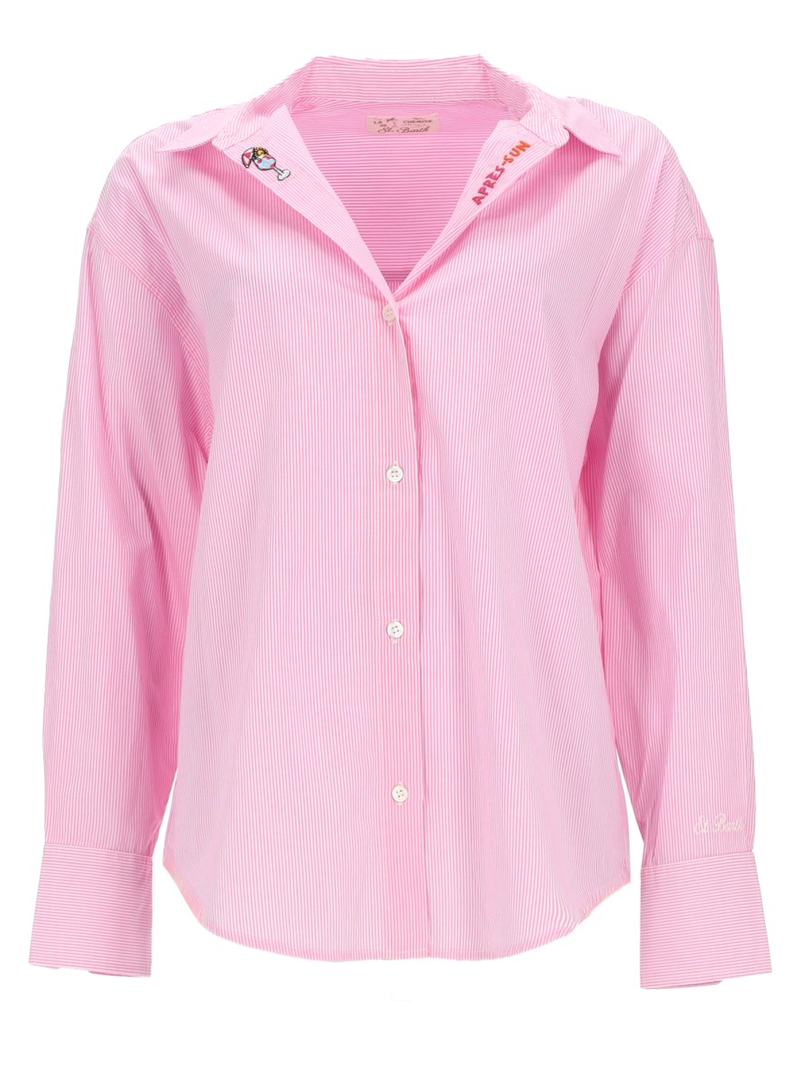 CAMICIA A RIGHE CON RICAMO