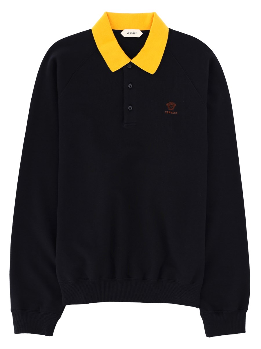 FELPA CON COLLETTO POLO E LOGO