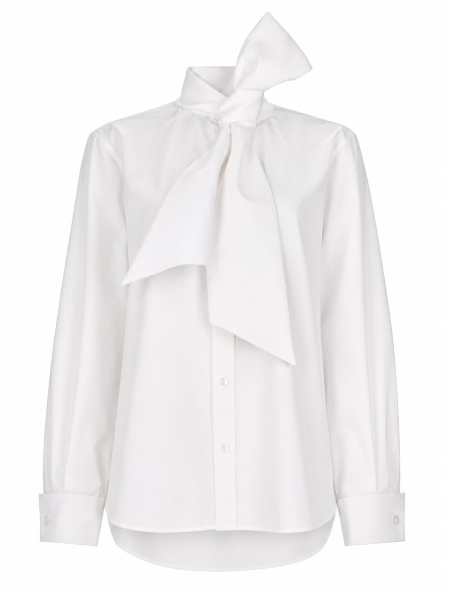 CAMICIA CON COLLO LAVALLIÈRE IN POPELINE 