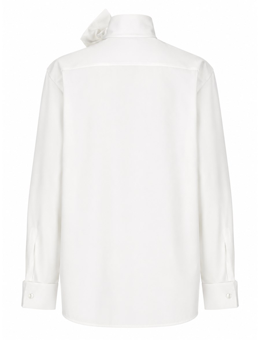 CAMICIA CON COLLO LAVALLIÈRE IN POPELINE 