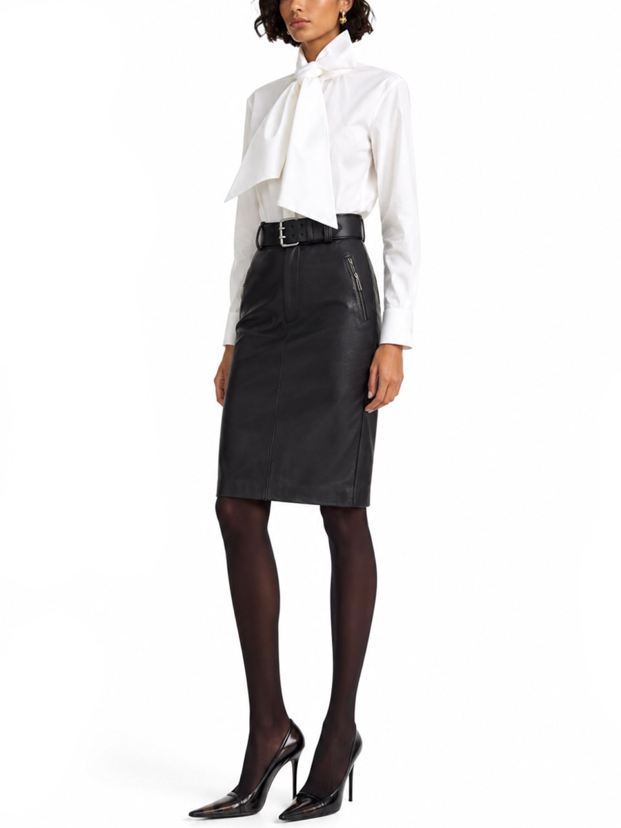 CAMICIA CON COLLO LAVALLIÈRE IN POPELINE 