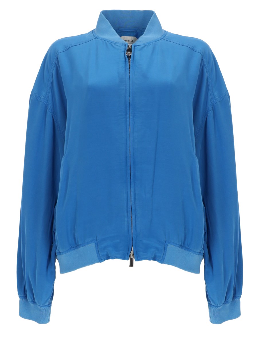 BLOUSON CON ZIP IN POPELINE DI SETA