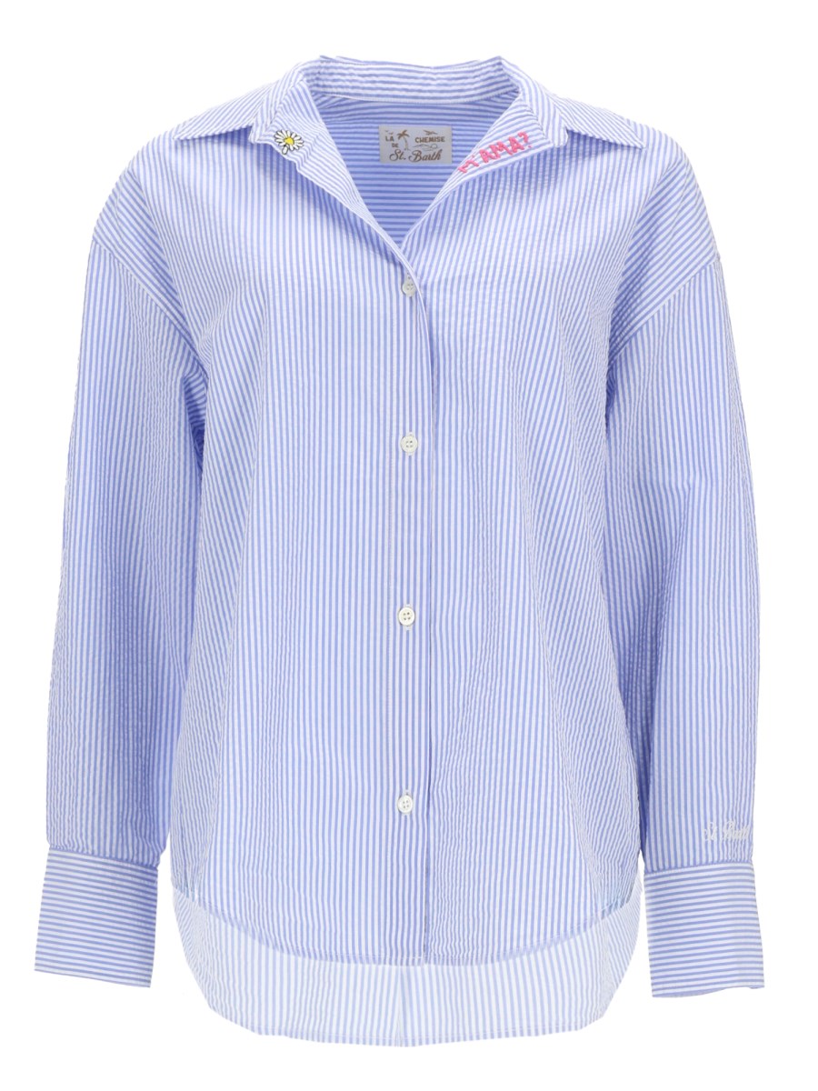 CAMICIA A RIGHE CON RICAMO
