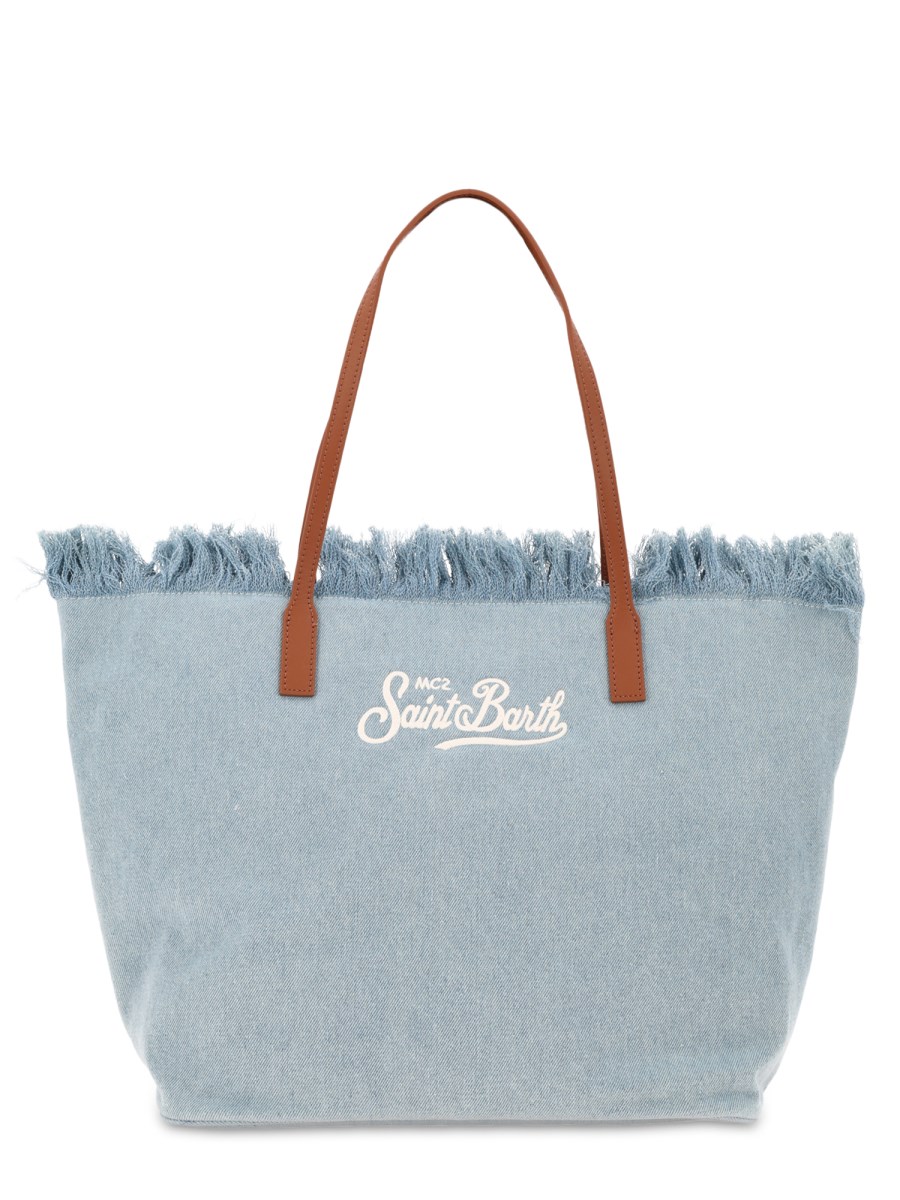 BORSA CITY IN DENIM CON FRANGE